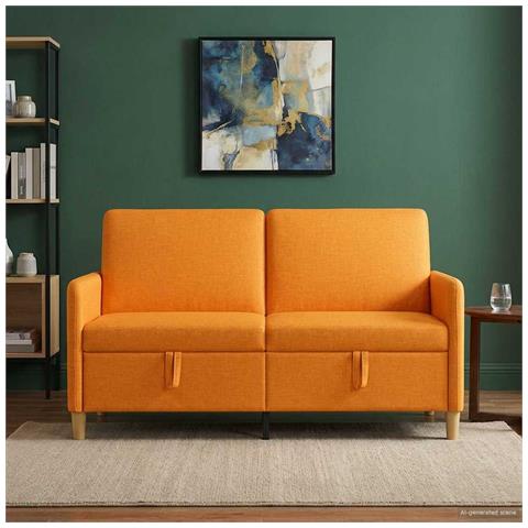 Divano con Storage Giallo Scuro 152 x 78 x 87 cm Poliestere - Foto 2