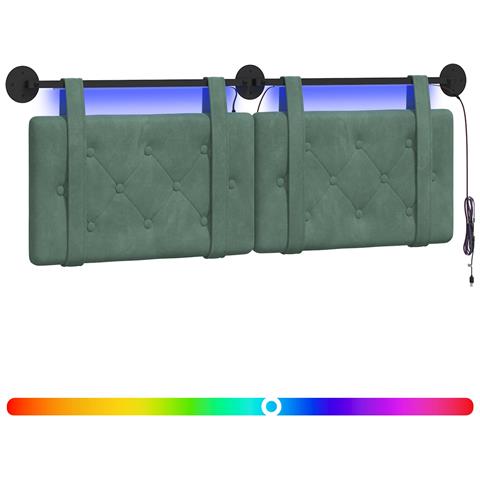 Testiera sospesa Con luce LED Verde Mare Velluto - Foto 1