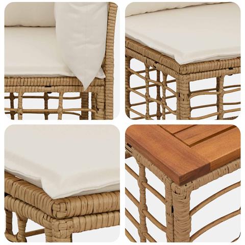 Set di divani da esterno 13 pcs Naturale e Bianco Crema - Foto 9