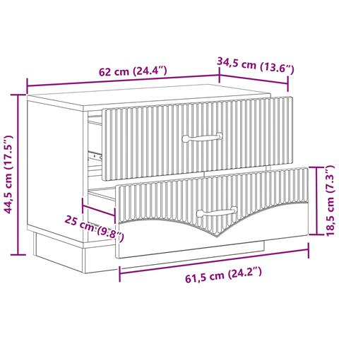 Armadio da Notte con cassetto Legno antico 62 x 34,5 x 44,5 cm - Foto 9
