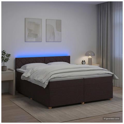 Letto box spring con materasso Marrone Scuro 200 x 200 cm - Foto 2