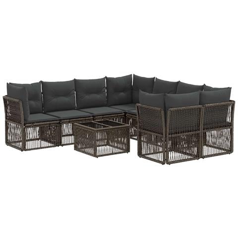 Set Divano da Giardino 9 pz Grigio polyrattan - Foto 1