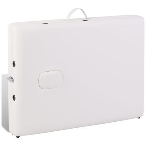 Lettino Pieghevole Da Massaggio Bianco Crema 3 Zone Con Telaio Legno - Foto 2