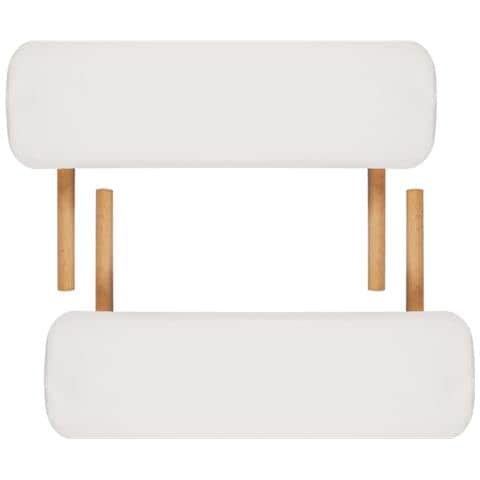 Lettino Pieghevole Da Massaggio Bianco Crema 3 Zone Con Telaio Legno - Foto 8