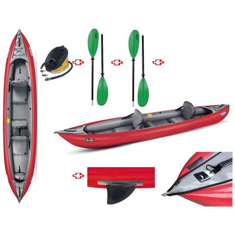Canoa Gonfiabile Thaya Rossa Con Pinna 045500-r (5c/11c) + 2 Pagaie Touring-2 Div. In 2 Parti + Pompa - Foto 5