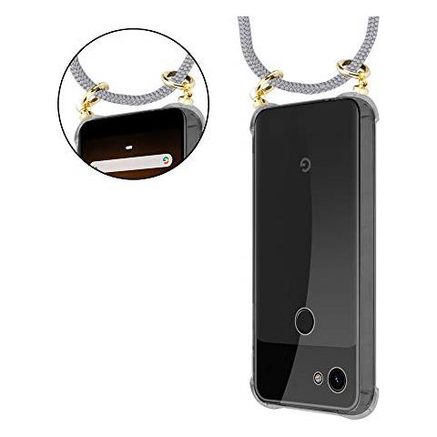 Catena Di Telefoni Cellulari Compatibile Con Google Pixel 3a Xl In Grigio Argento - Coperchio Protettivo In Silicone Con Anelli D'oro, Cinturino In Corda E Custodia Staccabile - Foto 2