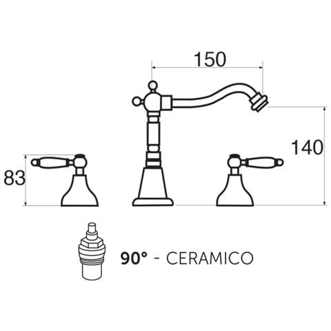 Batteria Per Bidet A Tre Fori,bocca Antica King Kn30 Ba - Foto 5