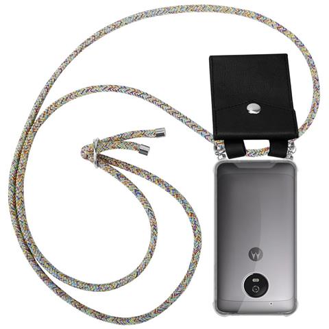 Catena Di Telefoni Cellulari Compatibile Con Motorola Moto G5 In Rainbow - Coperchio Protettivo In Silicone Con Anelli D'argento, Cinturino In Corda E Custodia Staccabile - Foto 1
