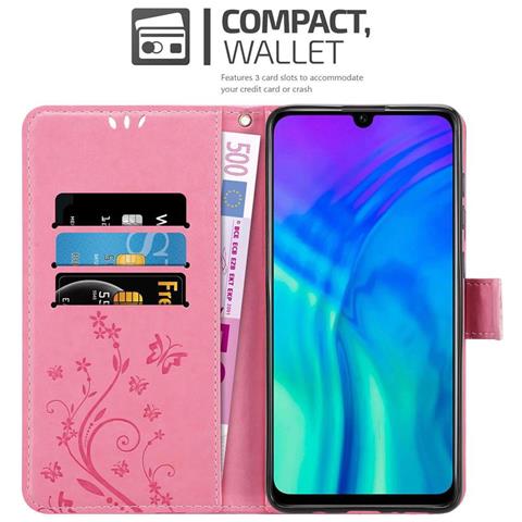Cadorabo Custodia Compatibile Con Honor 20 Lite In Rosa Fiore - Coperchio Protettivo In Design Floreale Con Chiusura Magnetica, Funzione Stand E Slot Per Carte - Foto 2