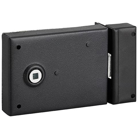 Serratura Orizzontale Da Applicare Con Quadro Maniglia 6mm, Richiamo Scrocco 1/2 Giro, Asse 45mm, 110x76mm, Nero - - Foto 1
