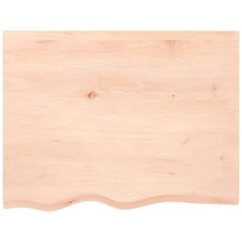 Piano Bagno 80x60x2 cm in Legno Massello Non Trattato - Foto 5