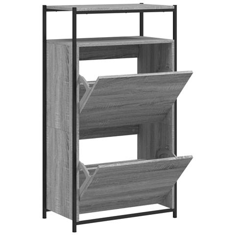 Scarpiera Grigio Sonoma 60x34x112 Cm In Legno Multistrato - Foto 2