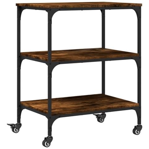 Carrello Da Cucina Rovere Fumo 60x41x76 Cm In Legno Multistrato - Foto 2