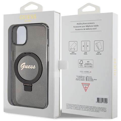 Cover Per Iphone 15 Plus Tpu Ring Stand, Nero - Foto 3