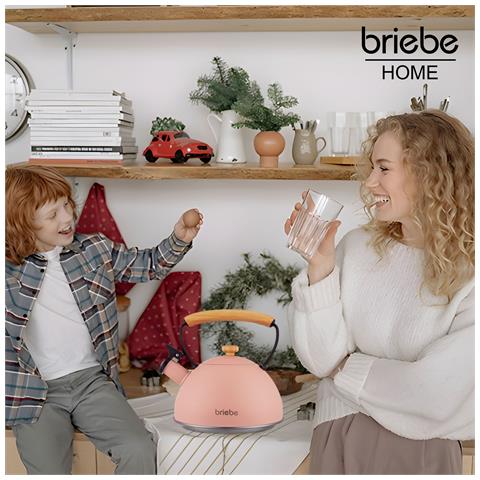 Pastel Bollitore A Induzione Con Fischio, 2,5 L Acciaio Inox., Retro, Manico In Legno Rosa - Foto 7