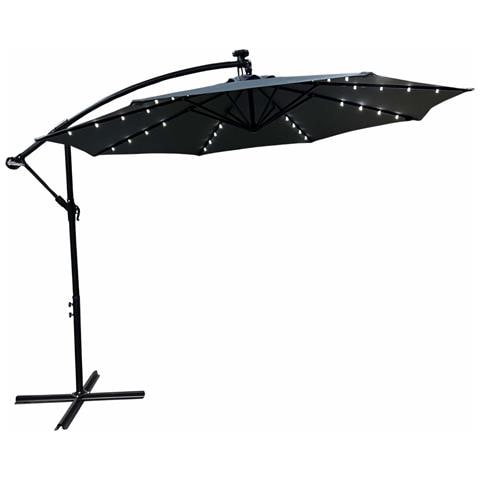 Ombrellone da Giardino MILIN, Colore Grigio Scuro, con Illuminazione a LED, 300x300x245 cm - Foto 1