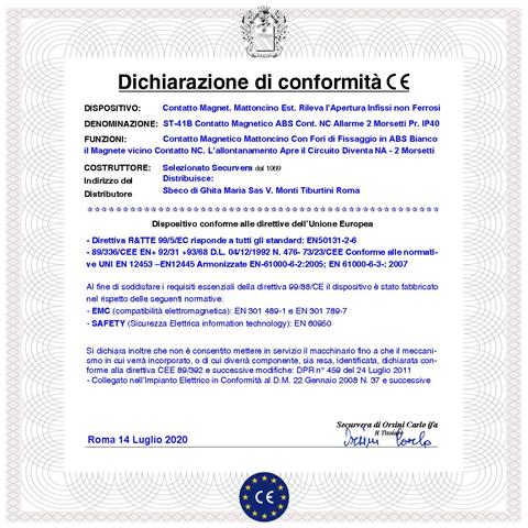 Rilevatore Magnetico Esterno 5 Pezzi Allarme Infissi Non Ferrosi Contatto Reed Uscita Nc 2 Morsetti Sensibilità Magnet - Foto 2