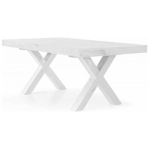 Tavolo Rettangolare Allungabile Tinta Bianco Consumato Naturale 180x100x77 - Foto 1