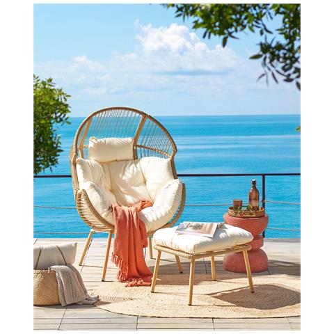 Poltrona Da Giardino Con Poggiapiedi Rattan Naturale Murano - Foto 1