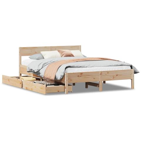 Letto senza Materasso 120x190 cm in Legno Massello di Pino - Foto 1