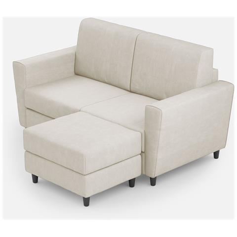 Divano Yasel 2 Posti Medio (due Sedute Da 70cm) + Pouf Misure Esterne L. 172 P. 145 Colore Latte - Foto 1
