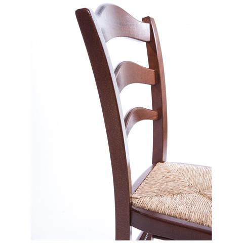 Set 6 Sedie Montanara In Legno Massello Noce Scuro Seduta In Paglia Casa Hotel - Foto 2