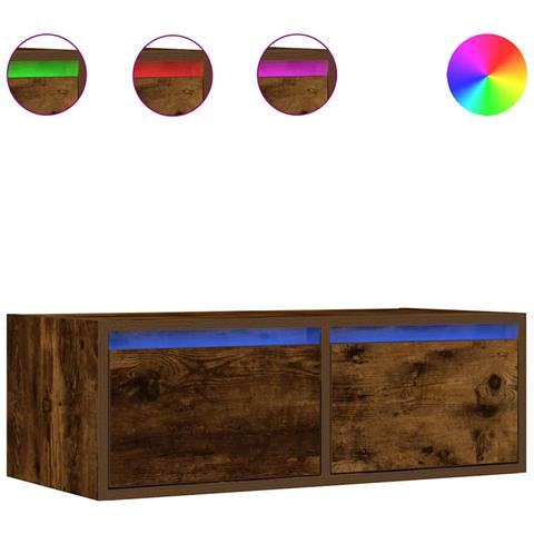 Mobile Porta TV con Luci LED Rovere Fumo 75x35,5x25 cm - Foto 1