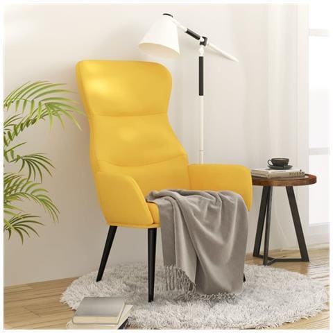 Sedia Relax Giallo Senape In Tessuto - Foto 1