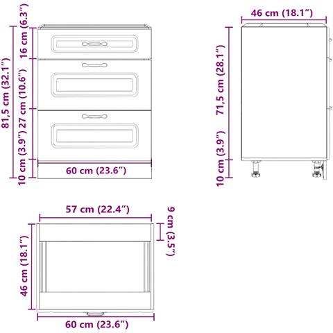 Base Da Cucina Kalmar Legno Vecchio In Legno Multistrato - Foto 10