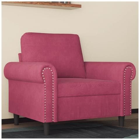 Poltrona Rosso Vino 60 Cm Velluto - Foto 1