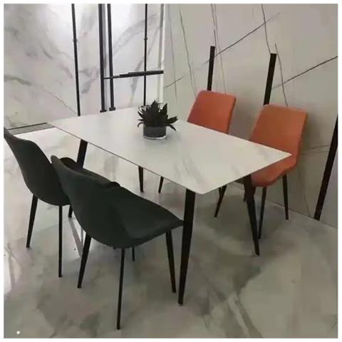 Tavolo Brot 120x70x75 Cm Con Piano Bianco Lucido E Gambe Nere - Foto 1