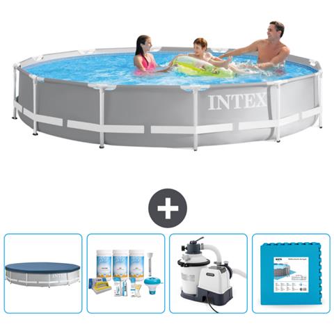 Piscina Fuori Terra - In Giro - 366x366x76 Cm - Grigio - Include Accessori Coordinati Cb60 - Foto 1