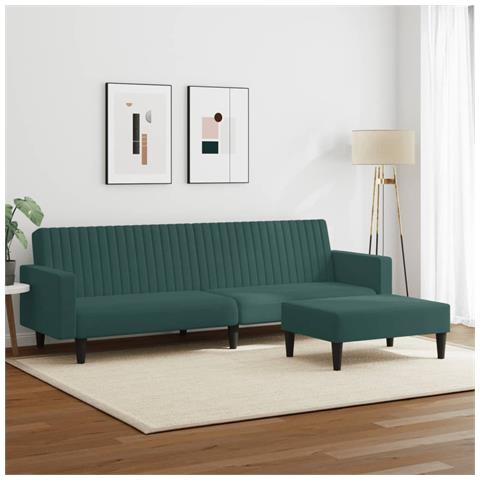 Set Di Divani 2 Pz Verde Scuro In Velluto - Foto 2