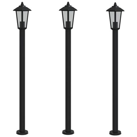 Lusso Casadino - Lampade Da Terra Per Esterni 3 Pz Nere 120 Cm In Acciaio Inox - Foto 1