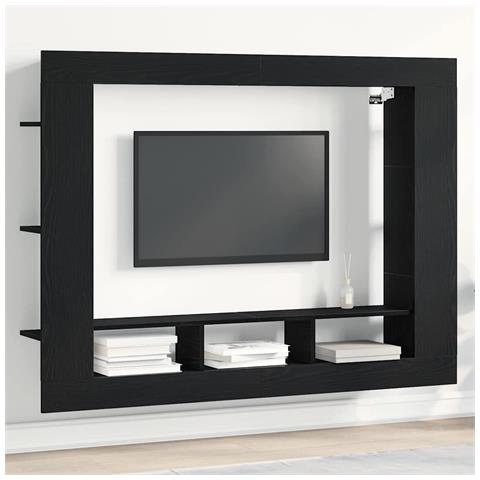 Mobile TV a muro  Nero Rovere 152x22x113 cm - Foto 2