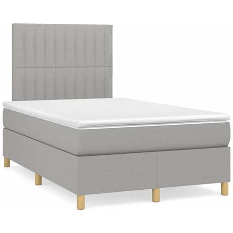 Letto a Molle Materasso e LED Grigio Chiaro 120x190 cm Tessuto - Foto 2
