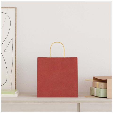 Sacchetti di Carta 250 pz con Manici Rossi 26x17x25 cm - Foto 2