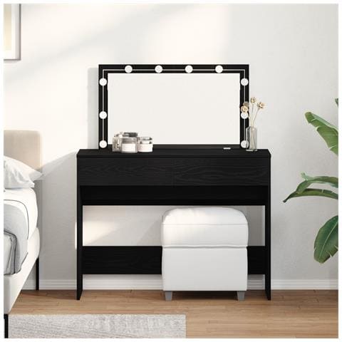 Tavolo da trucco con LED Rovere Nero 100x40x120 cm - Foto 2