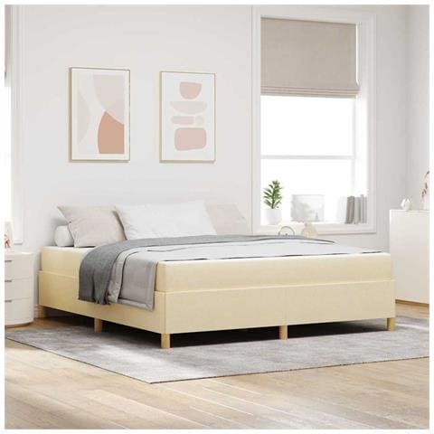 Letto a molle Crema e Beige e Bianco 180 x 200 cm Tessuto - Foto 2