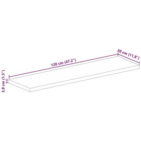 Piano per Tavolo 120x30x3,8cm Rettangolare Legno Massello Mango - Foto 9