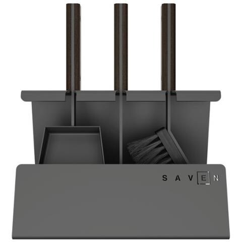 Set Attrezzi Per Camino 3 Pezzi In Acciaio E Legno Nero - Set 2 - Foto 1