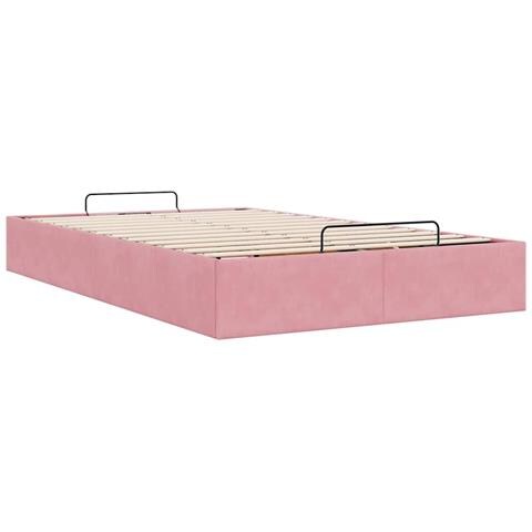 Struttura Letto Pouf Senza Materasso Rosa 120x190 cm Velluto - Foto 9