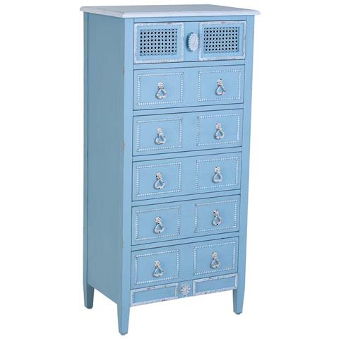 Cassettiera In Legno Laccato Blu 56x36x119h Cm - Foto 1