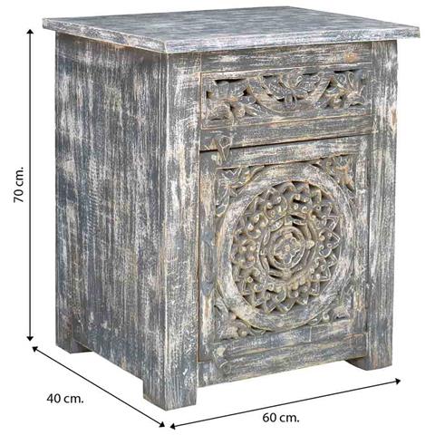 Comodino In Legno Con Finitura Artigianale, Dimensioni 60x40x70 Cm. - Foto 8