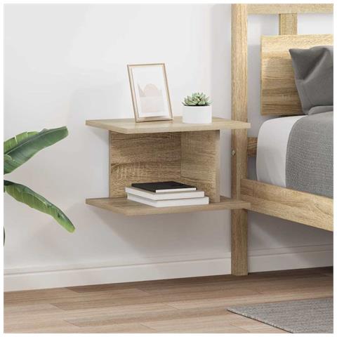 Comodino 2 pcs Rovere Sonoma 40 x 30 x 25 cm Legno multistrato - Foto 2