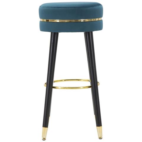 Sgabello Da Bar Paris Ottanio E Gold In Velluto Su Gambe Nere - H 74 Cm - Foto 2