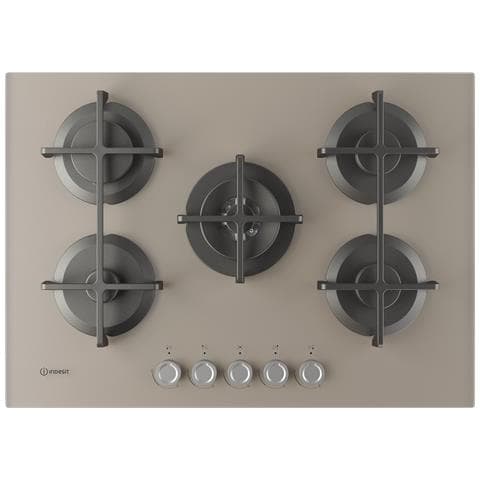 ING 72T /TD 1 piano gas vetro tortora 75cm 5 fuochi bruciatore doppia corona griglie in ghisa lavabili in lavastoviglie - Foto 1