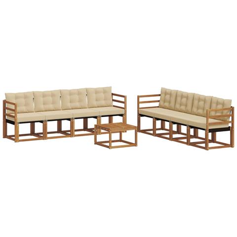 Set di divani da esterno con cuscino 9 pcs Naturale e Beige - Foto 1