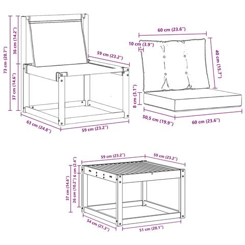 Set di divani da esterno con cuscino 9 pcs Naturale e Beige - Foto 9