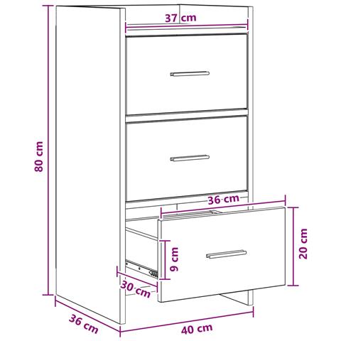 Credenza Legno antico 40 x 36 x 80 cm Legno ingegnerizzato - Foto 8